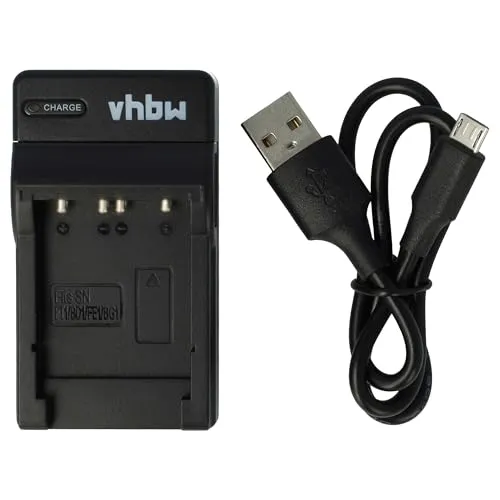 vhbw USB Ladegerät kompatibel mit Sony Cybershot DSC-W210, DSC-W215, DSC-W220, DSC-W230 Kamera Camcorder/Akku - Ladeschale, Ladeanzeige, 4,2 V