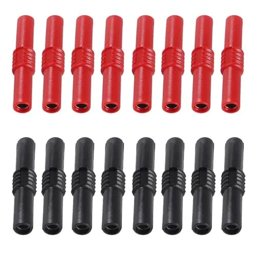 AEDIKO 16pcs 4mm Banana Plug Coupler Female to Female Banana Socket Jack Insulated Plug for 4 mm Banana Plug Connector Extension Adapter Multimeter Speaker