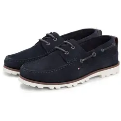 Tommy Hilfiger HILIFGER LIGHT SDE BOAT SHOE Bootsschuh Schnürschuh, Halbschuh mit Durchzügen und Ösen blau 40 EU