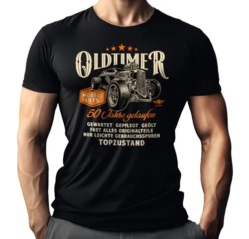 Herren T-Shirt zum 50. Geburtstag: Oldtimer Modell 1975-50 Jahre gelaufen in Topzustand