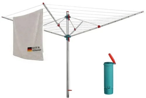 Dekoline Wäschespinne Idea mit 60 m Leinenlänge und Schutzhülle - Praktische Wäschespinne mit 60 m Leinenlänge und robuster Bodenhülse. Ideal für den Außenbereich, inklusive Schutzhülle für langlebige Nutzung. Hergestellt in Deutschland.
