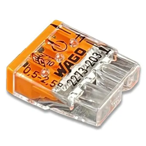Wago 2273-203 Verbindungsklemme transparent orange für eindrähtige Leiterarten