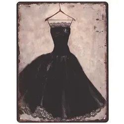 Moritz Metallschild Blechschild Schwarzes langes Kleid, 25 x 33 cm Vintage Retro Deko Schild Metallschild Wandbild Schild bunt