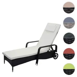 HW Gartenliege Poly-Rattan Carrara Alu-anthrazit beige - Stilvolle Sonnenliege aus wetterfestem Poly-Rattan, ideal für Garten und Terrasse, bietet höchsten Komfort für entspannte Stunden am Pool.