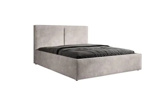 Luxusbetten24 Designer Polsterbett Elara in Cord 160x200 mit Stauraum | Bezug: Cord | Farbe: Beige