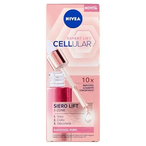 NIVEA Cellular Expert Lift Bakuchiol Lifting Serum Gesicht 30 ml, Anti-Falten-Gesichtsserum mit 10x Bakuchiol Pure Sanfte Alternative zu Retinol, Face Serum für straffere und jugendliche Haut