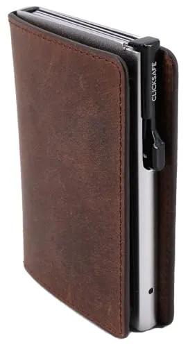 Clicksafe Kreditkartenetui Wallet Slim, Echt Leder mit RFID Schutz - Elegantes Kreditkartenetui aus echtem Leder mit RFID-Schutz. Bietet Platz für 7 Karten und hat ein praktisches Münz- und Geldscheinfach. Kompakte Größe für den täglichen Einsatz.