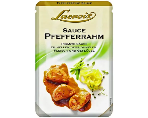 Lacroix Sauce Pfefferrahm 150ml - Bratensauce, tafelfertig und ideal zu Fleischgerichten, verleiht Ihren Speisen eine pikante Note.