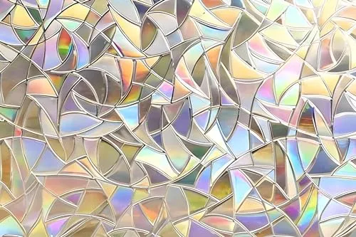 MARAPON Fensterfolie Blickdicht von aussen mit Regenbogeneffekt 0,75x2 m Sichtschutzfolie Fenster mit statischer Haftung, Milchglasfolie für Sichtschutz Fenster, Folie Fenster bunt fensterfolie bunt