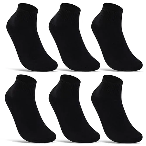 Paar Sneaker Socken Herren Schwarz Quarter Sportsocken Damen Gepolstert Frotteesohle Atmungsaktiv Baumwolle 16200 (39-42 Schwarz) 6