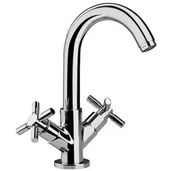 Zweigriff-Waschtischmischer Comi mit Zugstange, chrom - Eleganter Zweigriff-Waschtischmischer Comi, Ausladung 138 mm. Ideal für eine flexible Nutzung mit 360° Schwenkauslauf und hochwertiger verchromter Oberfläche. Perfekt für moderne Badezimmer.