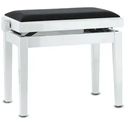 GEWA Pianobank Deluxe Weiß Hochglanz - Klavier-Sitzbank mit leichtgängiger Höhenverstellung von 48 - 57 cm, aus hochwertigem Massivholz für maximale Stabilität und Komfort.