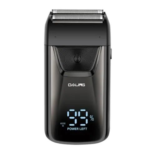 DALING Elektrischer Rasierer mit LCD-Display - Rotationsrasierer für Herren, wasserdicht für Nass- und Trockenrasur, mit modernem LCD-Display zur Akkustandsanzeige und ergonomischem Design für optimale Handhabung.