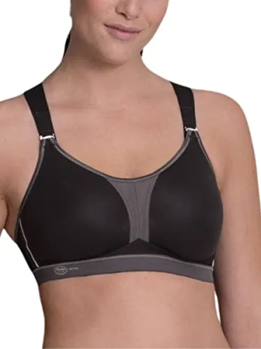 Anita Active Damen Dynamix-Star Sport-BH 80G, schwarz/anthrazit - Funktionsunterwäsche mit optimaler Unterstützung und Komfort für aktiven Sport, ideal für Frauen mit großer Körbchengröße.