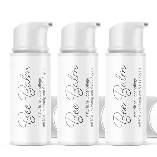 bedrop BeeBalm Lippenpflege mit Manuka Honig & Gelée Royale – 100% natürlich, 6ml (Sparset 3x 6ml) - Feuchtigkeitsspendender Lippenbalsam mit Manuka Honig und Gelée Royale für geschmeidige Lippen. Hergestellt in Deutschland unter höchsten Hygiene-Standards. Nachhaltige Verpackung für sicheren Transport.