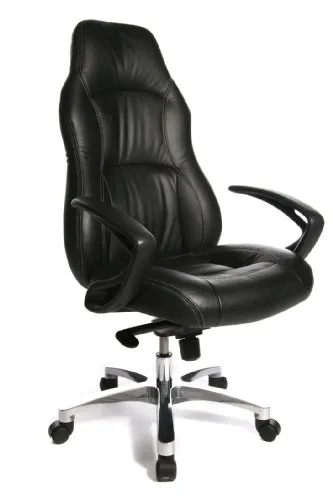Topstar Leder-Chefsessel »RS1« schwarz - Ergonomischer Chefsessel »RS1« mit Armlehnen, echtes Leder und Kopfstütze für maximalen Komfort im Büro. Ideal für lange Sitzzeiten bis zu 8 Stunden.