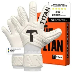 T1TAN Classic 1.0 White-Out - Torwarthandschuhe ohne Fingerschutz - Größe 6 - Hochwertige Torwarthandschuhe mit starkem Grip und optimaler Ballkontrolle. Der bewährte Flat Cut sorgt für mehr Fangfläche, während der abriebfeste Latex für Langlebigkeit und ein leichtes Tragegefühl sorgt.