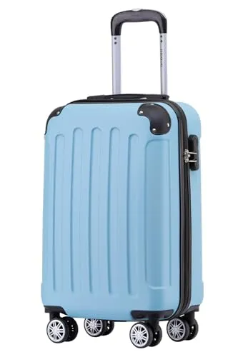 BEIBYE Handgepäck Koffer M 55 cm – kabinentauglich, Reisekoffer, leicht, Hartschale ABS, 360° Doppelrollen, Zahlenschloss, Glacial Blue