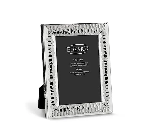 EDZARD Fotorahmen Gubbio 13 x 18 cm - Wand- & Tischbilderrahmen aus edel versilbertem, anlaufgeschütztem Material mit gehämmerter Optik, ideal zum Stellen und Hängen – ein perfektes Geschenk für jeden Anlass.