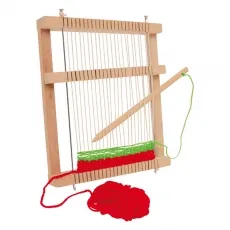 small foot Webrahmen - Mira 271749 - Kreativer Holzwebrahmen für kleine Schneider. Ideal zum Gestalten von Taschen oder Teppichen. Maße: ca. 19 x 3 x 22 cm – perfekt für die ersten Schritte in die Textilgestaltung.