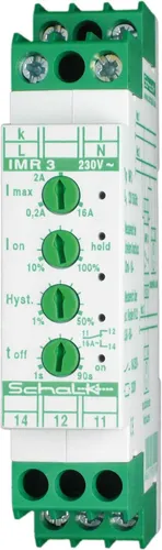 Schalk IMR 3 STROMMESSRELAIS 230VAC - Sonstige Elektroinstallationsartikel, ideal für automatisches Schalten von Verbrauchern wie Absauganlagen, mit einem Strommessbereich von 20mA-16A und kompakter Bauform (18x55mm).