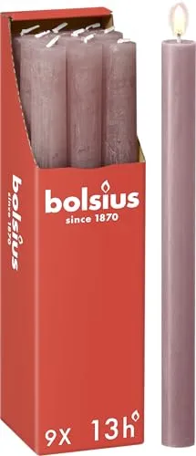Rustik Haushaltskerzen 270/23 mm (9er Pack) - Eschen Rose