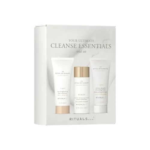 Rituals The Ritual of Namaste Cleanse Essentials Trial Set - Umfassendes Gesichtspflegeset mit Reinigungsschaum, Reinigungspulver und Gesichtspeeling. Ideal für alle Hauttypen und perfekt für unterwegs. Entdecken Sie natürliche Inhaltsstoffe für eine sanfte und effektive Reinigung.