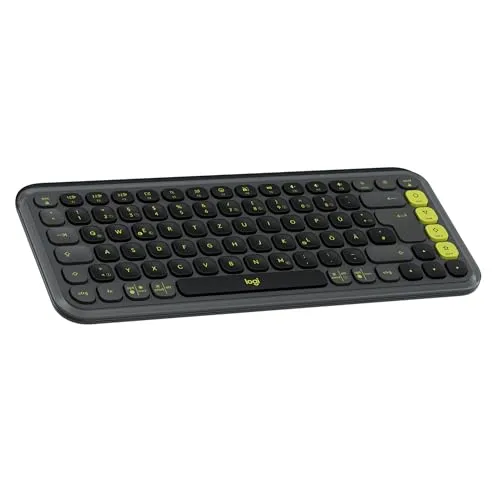 Logitech POP ICON KEYS - Kabellose Bluetooth-Tastatur mit komfortablem Tippen, programmierbaren Tasten und Easy-Switch für bis zu 3 Geräte, Deutsches QWERTZ-Layout in Grafit