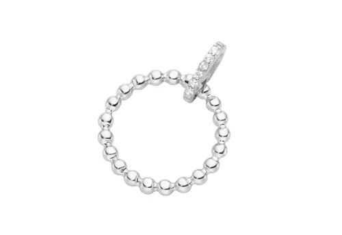 Giorgio Martello Milano Charm Anhänger Kreis In Kugeloptik, Silber 925 - Clasp Charms für Damen, aus rhodiniertem 925 Sterling Silber mit 6 funkelnden Zirkonia-Steinen – ein elegantes Highlight für jede Kette.