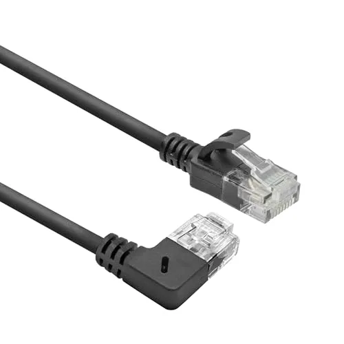 ACT CAT6A Netzwerkkabel 90° gewinkelt nach rechts, U/UTP LSZH LAN Kabel Dünn 3.6mm Slimline, Flexibles Ethernet Kabel mit RJ45 Stecker, für den Einsatz in Datenzentren, 5 Meter, Nach rechts DC2905