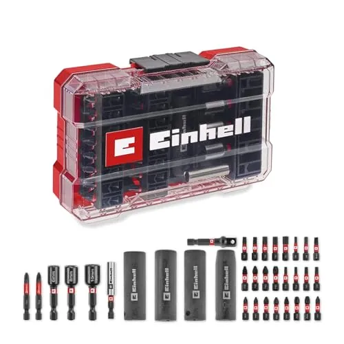 Einhell Bitset M-CASE Impact, 35-teilig - Werkzeug-Set für Schlagschrauber, mit robusten S2 Stahl-Bits und magnetischem Universalbithalter für hohe Langlebigkeit und sicheren Sitz. Praktische Kunststoffkassette mit transparentem Deckel für optimalen Überblick.