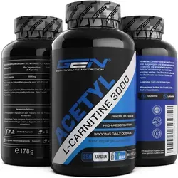 Acetyl L-Carnitin 3000 mg - 250 Kapseln - Nahrungsergänzungsmittel mit hochdosiertem Acetyl L-Carnitin, ideal für Sportler zur Unterstützung des Energiestoffwechsels und schnellerer Absorption.