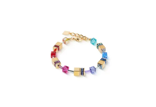 COEUR DE LION Armband GeoCUBE® Iconic Metallic Rainbow - Elegantes Armband mit einzigartigen Würfeln aus Hämatit und Swarovski® Kristallen. Perfekt für stilbewusste Frauen, die ein Highlight für jeden Anlass suchen. Made in Germany!