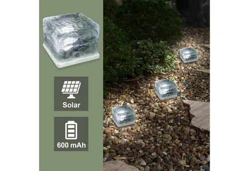 EAXUS LED Solarleuchte LED Eiswürfel Solar Cube Deko, LED fest integriert, Kaltweiß, Mit Dämmerungssensor