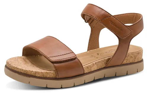 Tamaris Comfort Damen Sandalen flach aus Leder mit Klettverschluss, Braun (Cognac Nappa), 37 EU - Die Tamaris Comfort Sandalen bieten eine individuelle Anpassung durch verstellbare Klettverschlüsse und eine besonders leichte Sohle für ein angenehmes Laufgefühl. Hochwertiges Leder sorgt für Langlebigkeit und Stil.