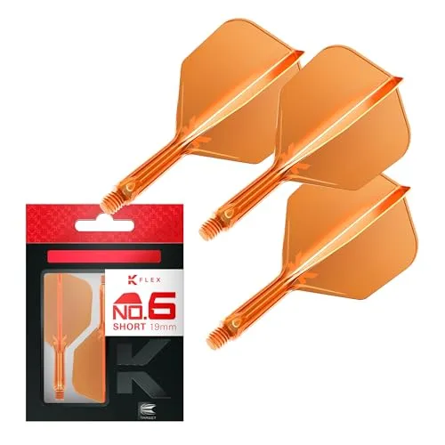 Target Darts K Flex Integrated Dart Flights and Shafts, Nr.6 Orange (Short) | 3er Pack K-Flex - No6, Kflex All In One Moulded Dart Flight & Stem | Professionelles Dart Zubehör