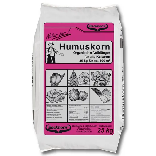 BECKMANN Humuskorn 25 kg - Organischer Volldünger für Obst und Gemüse - Dünger aus organischen Pellets, ideal für Obst- und Gemüseanbau. Fördert gesundes Wachstum und ist für alle Jahreszeiten geeignet.