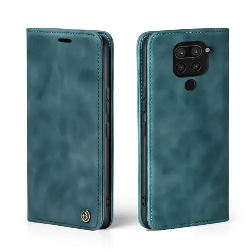 LBH Handyhülle für Xiaomi Redmi Note 9 in Petrol Blau mit Karten- und Geldfach Smartphone Hülle mit Standfunktion Flip Case Schutzhülle Magnetverschluss Vintage