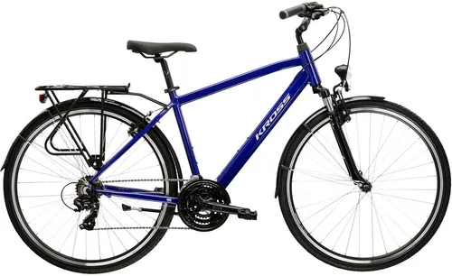 Kross Trekkingrad Trans 1.0 mit 21 Gang Shimano Schaltung, blau, 48 cm - Robustes Trekkingrad mit Hardtail-Rahmen und 21 Gängen für vielseitige Einsätze. Ideal für Alltag und Ausflüge, ausgestattet mit komfortablem Sattel und stabiler Federgabel.