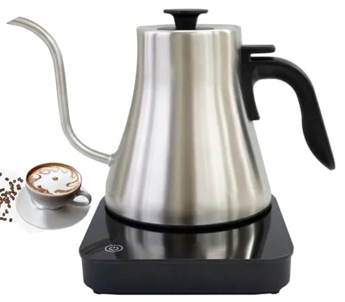 Greenmigo Elektrischer Schwanenhals Wasserkocher mit Temperaturregelung - Präziser Wasserkocher mit 1L Fassungsvermögen und 1000W Leistung. Individuelle Temperaturregelung für perfekten Tee- und Kaffeegenuss, schnell und effizient.