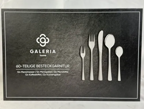 Galeria Home Besteckset 60-teilig für 12 Personen – Hochwertiges Essbesteck - Vielseitiges Tafelbesteck für festliche Anlässe und den Alltag, aus robustem Material für lange Freude beim Essen.