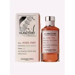 Fragrance World Olfactory Music Fest EDP 100 ml - Eau de Parfum, verspielter Duft mit frischen Noten von Bergamotte und Pfirsich, ideal für kreative und lebensfrohe Menschen.