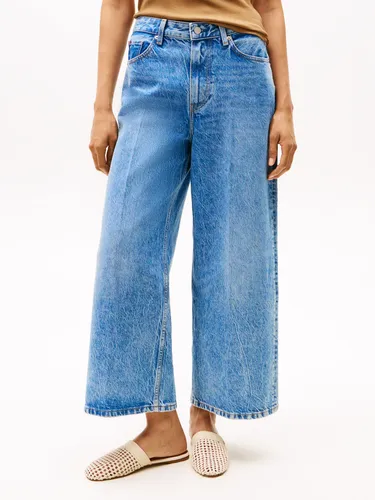 Tommy Hilfiger Weite Jeans WIDE LEG HW LOU mit Logo-Badge, mit Nieten, mit Bügelfalten blau 25
