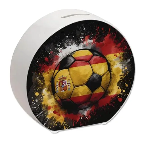 Fußball Spanien Flagge Spardose EM 2024 Fanartikel rot-gelbe Ball Spardose stolze Nation für Sportbegeisterte