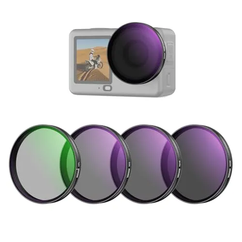 NEEWER CPL + ND Filter Set Kompatibel mit DJI Osmo Action 6 nur, 4er Pack ND8/16/32 Einstellbarer zirkularer Polfilter Graufilter, Snap On mehrfachbeschichtetes HD Action Cam Fotografie Zubehör FL-B1