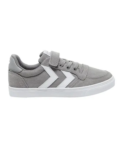 hummel Unisex Kinder Slimmer Stadil Low Jr Sneaker - Frost Grey, 29 EU - Sneaker für Jungen mit atmungsaktivem Synthetik-Obermaterial und flachem Gummi-Absatz für optimalen Tragekomfort und Style.