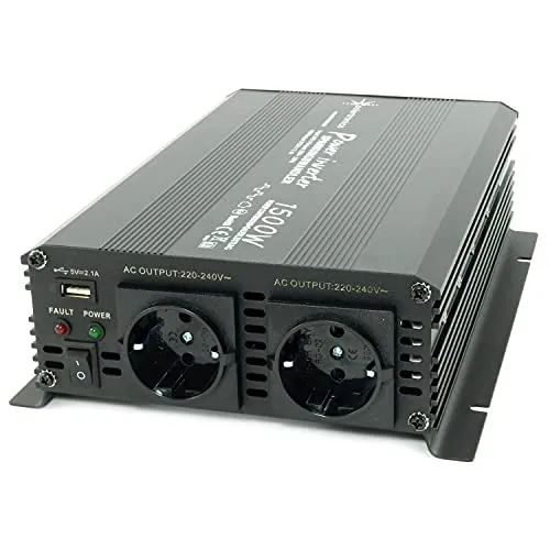 SOLARTRONICS NM1500 Spannungswandler 24V 230V modifizierter Sinus 1500W - 3000W Spitzenleistung - Wechselrichter 24V auf 230V Stromwandler mit Schuko-& USB Anschluss Solar Inverter Umwandler