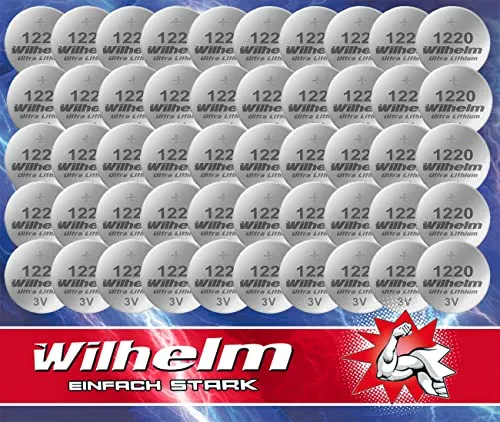 CR1220 CR 1220 WILHELM Lithium Knopfzelle 3V 40mAh ø12x2,0mm Batterie DL1220 50 x