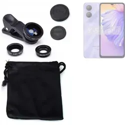 K-S-Trade Smartphone Kamera Linsen Set Kompatibel mit Ulefone Note 21 3in1 Clip-On Kamera Adapter Macro Weitwinkel FishEye Fischauge Objektiv Linse - Schwarz