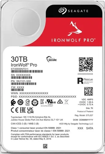 Seagate IronWolf Pro 30TB NAS-Festplatte - 30 TB interne NAS Festplatte mit CMR-Technologie, ideal für hohe Workloads und inklusive Rescue Data Recovery Services für zusätzlichen Schutz.